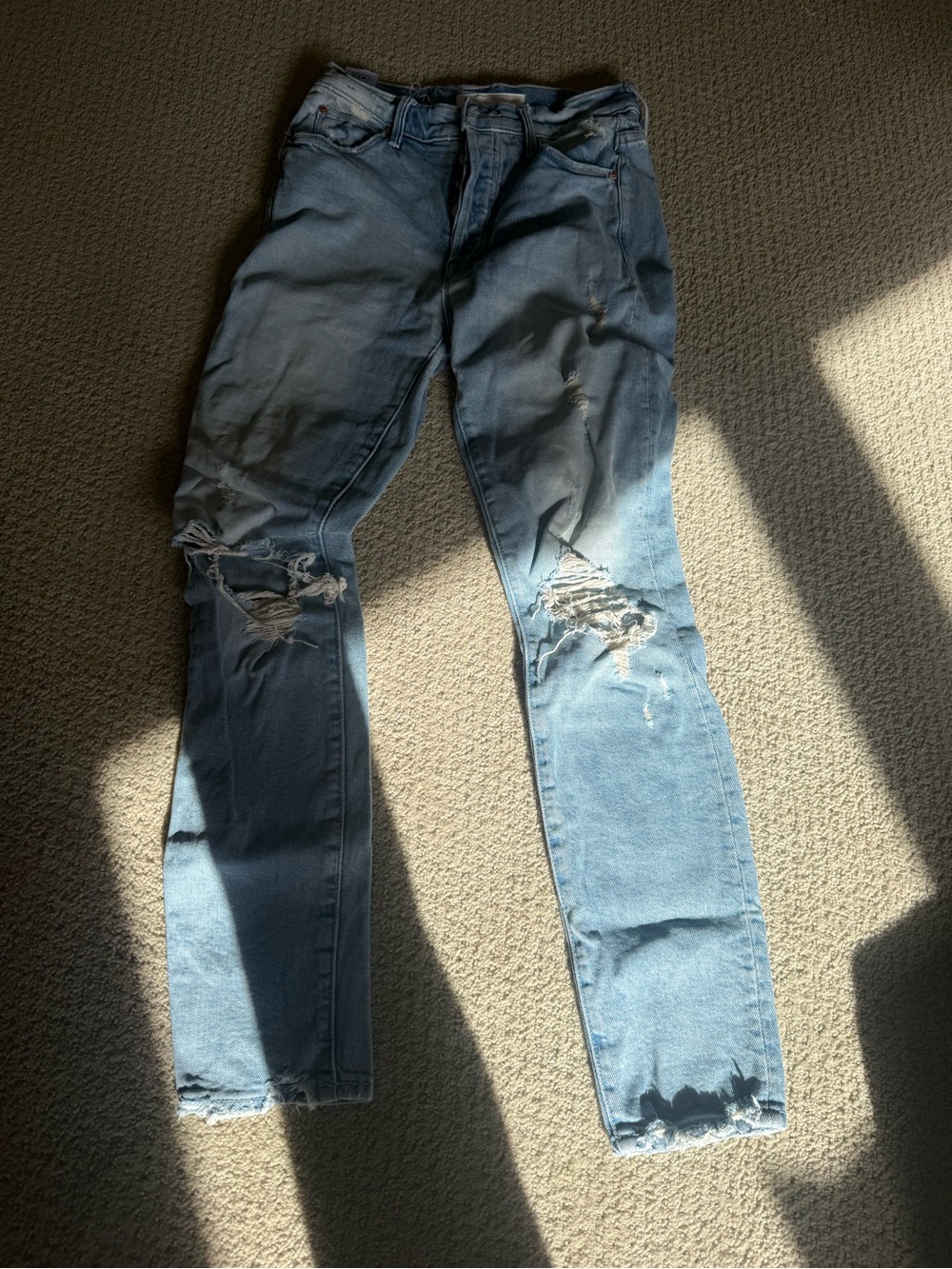 MOTHER Light Blue Button-Fly Denim Jeans